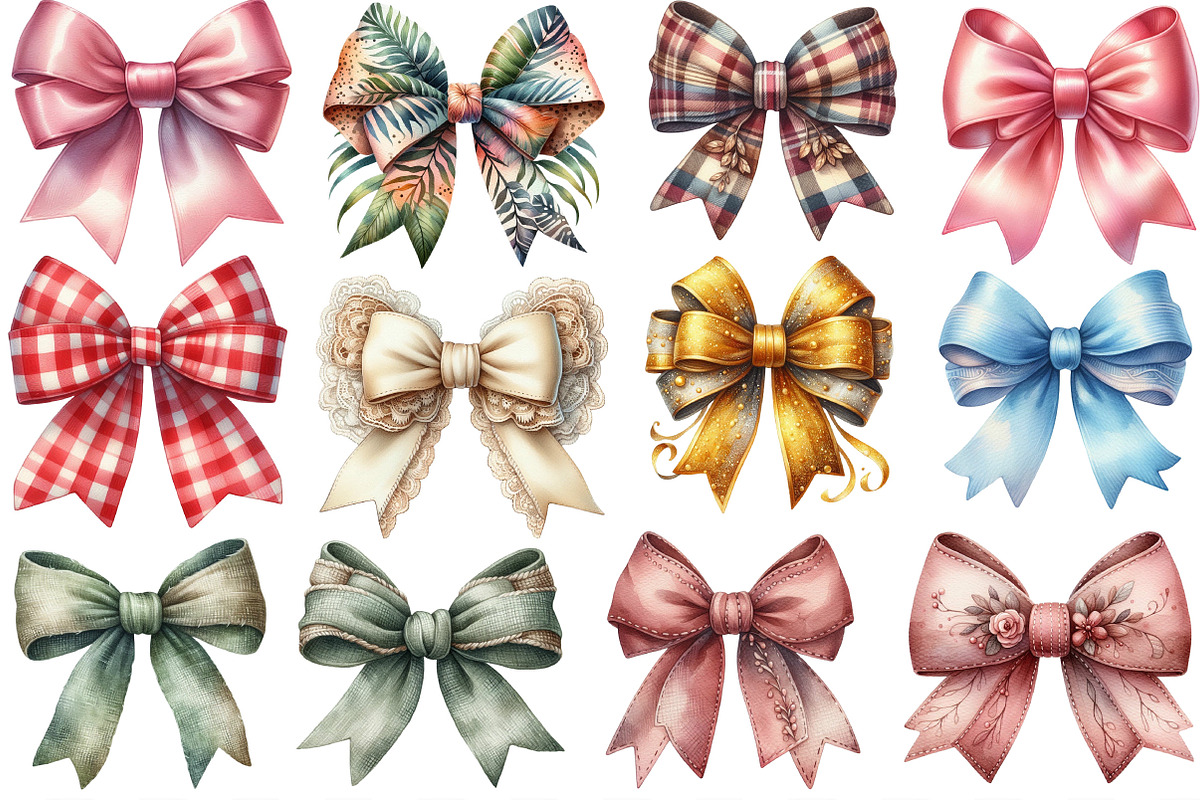 Watercolor Bow clipart Bundle, an Illustration by Designking (Photo 2 of 4)