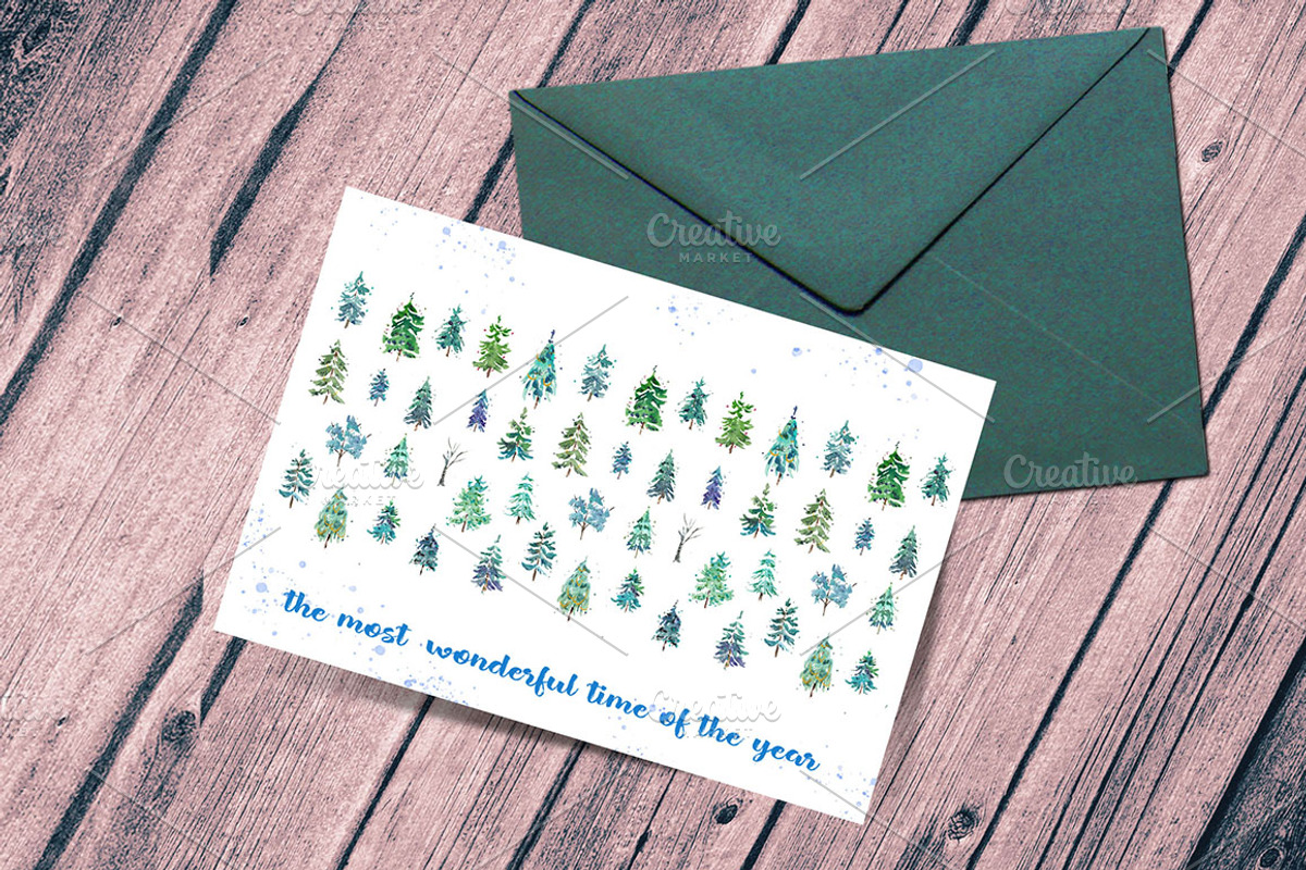 Winter Watercolor Trees Clipart, an Illustration by Inksnthings (Photo 4 of 5)
