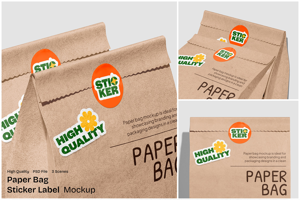 Paper Bag Sticker Label Mockup, a Packaging Mockup by Unerispace (Photo 1 of 5)