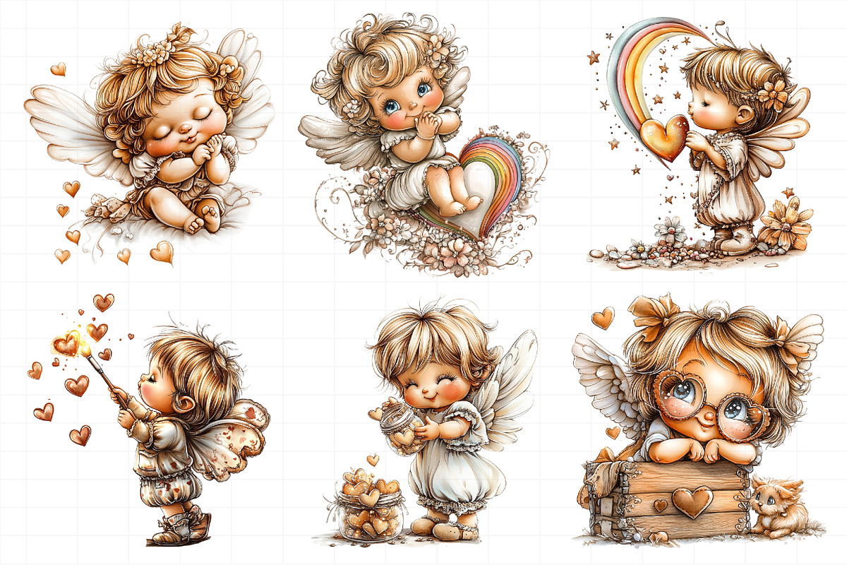 Whimsical Cupid With Hearts Clipart, an Illustration by Daily.Designs (Photo 4 of 8)