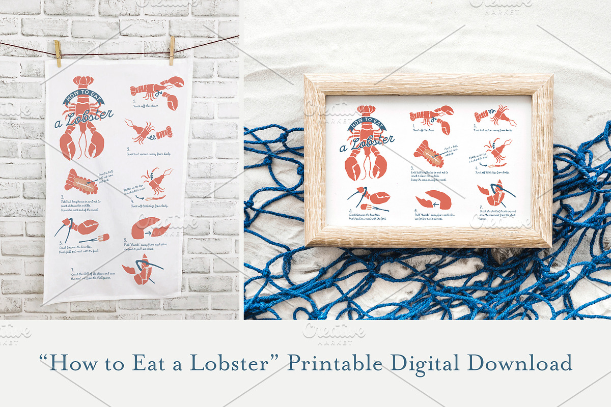 How to Eat a Lobster Printable Card, an Object Graphic by CojoMoxon (Photo 1 of 4)