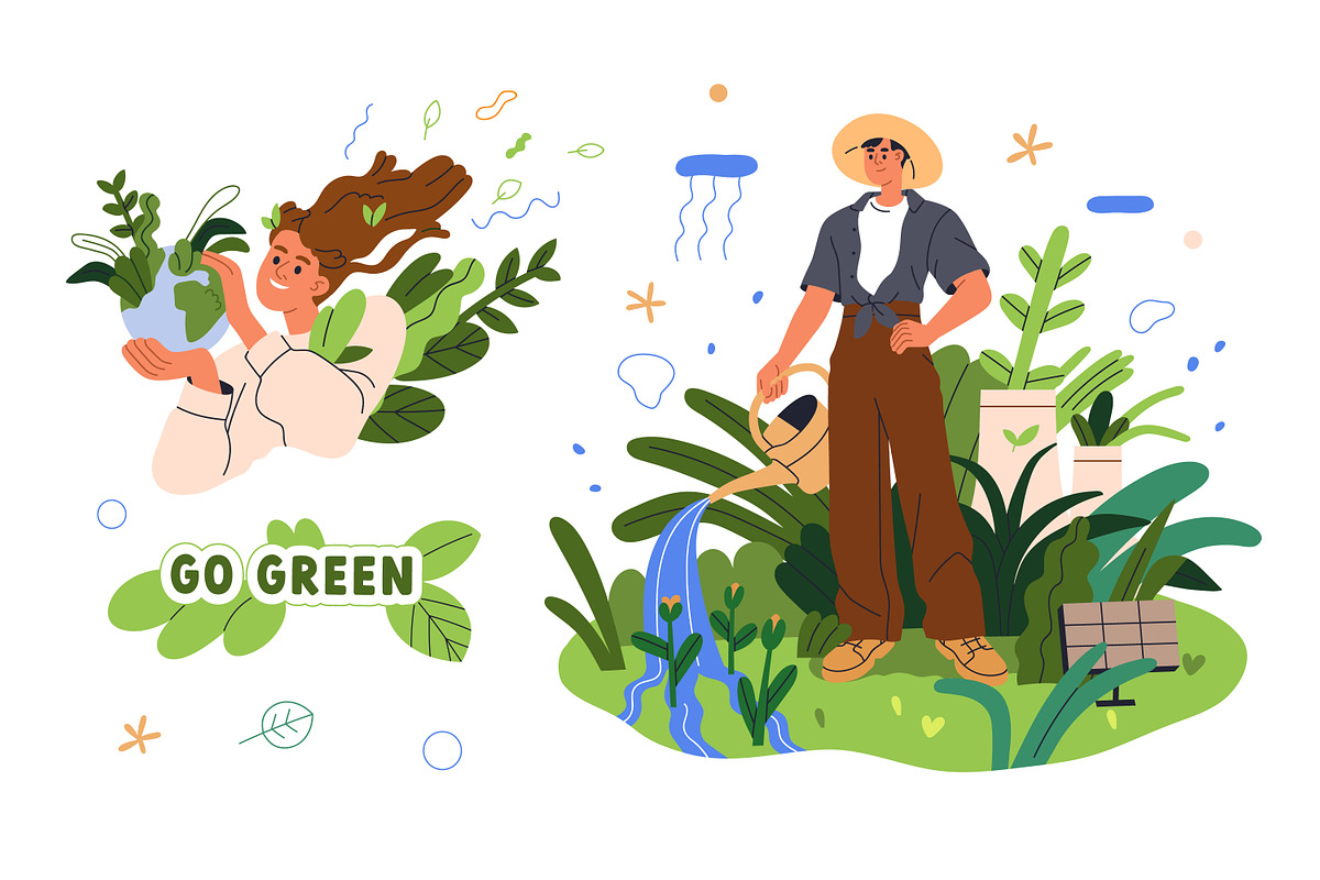 Eco-friendly concept. Ecology set, a Person Illustration by Good Studio (Photo 3 of 10)