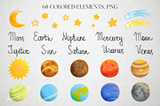 Solar system. Cute Planets Clipart, a Decorative Illustration by LukaJreym (Thumbnail 3 of 12)