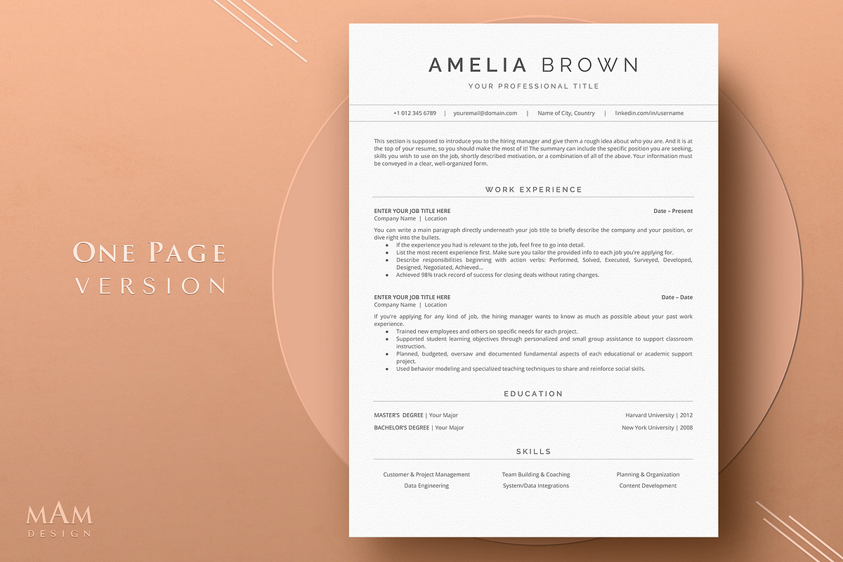ATS Resume Template Word Google Docs, a Resume Template by MAM Design (Photo 2 of 10)