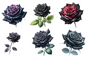Watercolor black rose Clipart, an Illustration by Designworld (Thumbnail 3 of 5)