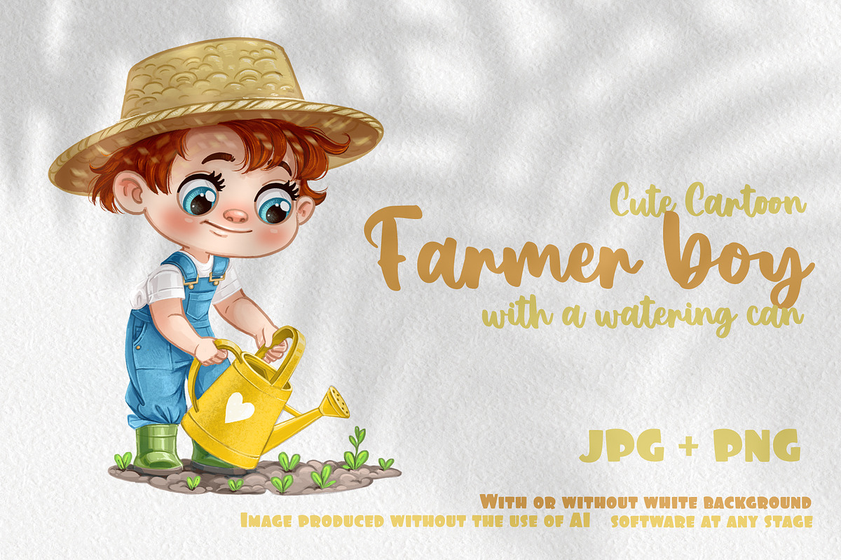 Boy gardener in a hat, a Person Illustration by Azuzlikus (Photo 1 of 3)