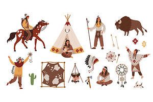 Native americans items. Indians, an Animal Illustration by YummyBuum