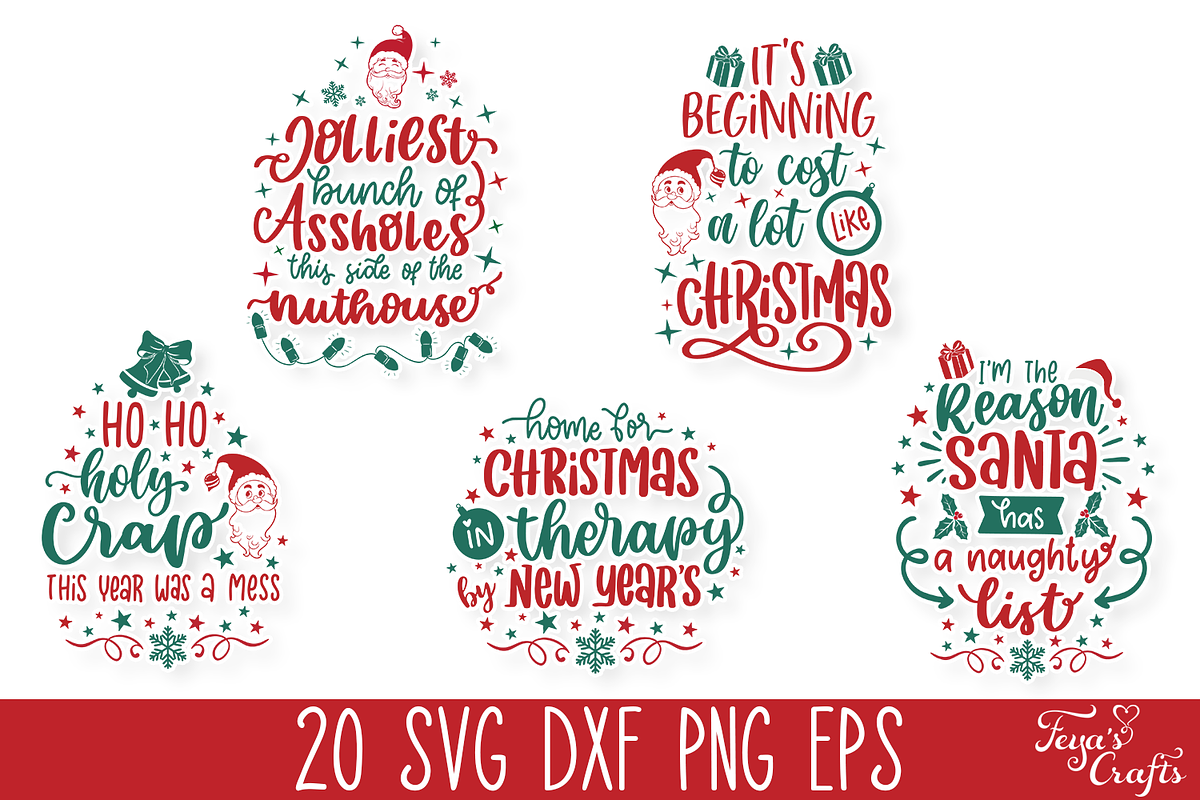 Funny Christmas SVG Quotes Bundle, a Food Illustration by Anastasia Feya (Photo 6 of 9)