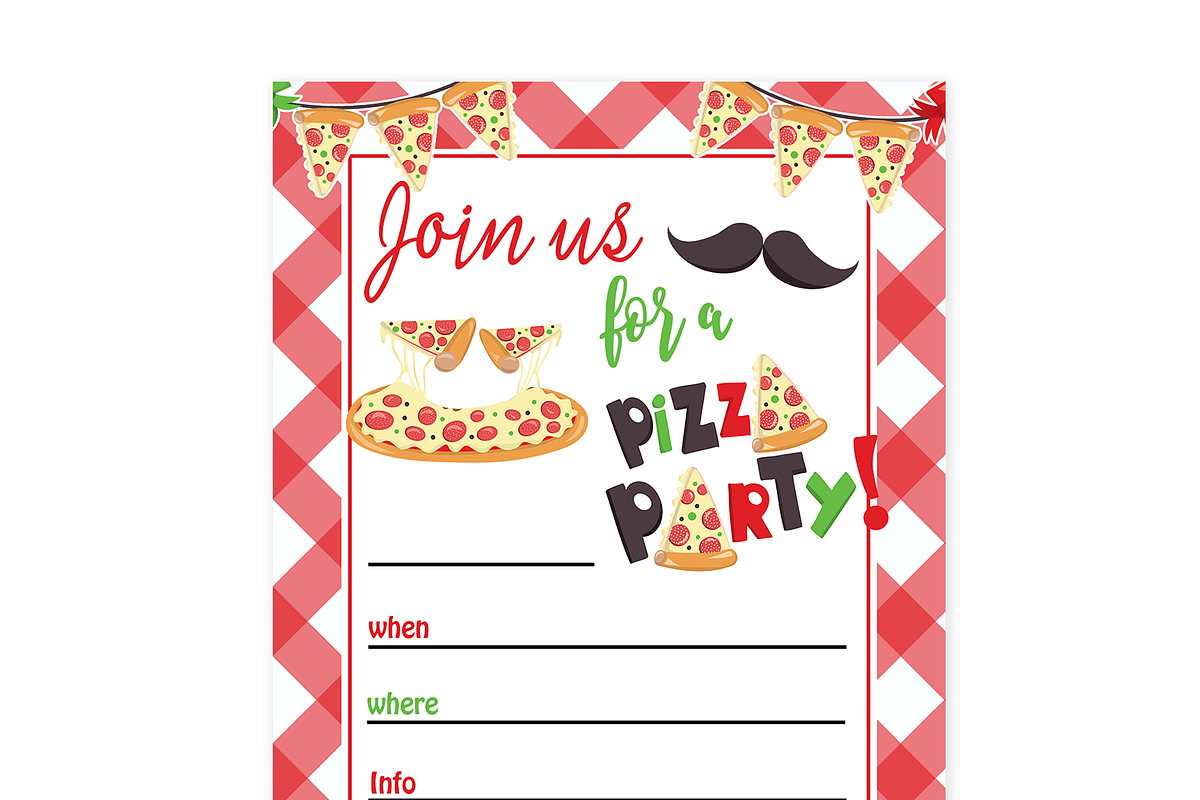Pizza Party Invitation DIY, an Invitation Template by Pinkinks (Photo 1 of 2)