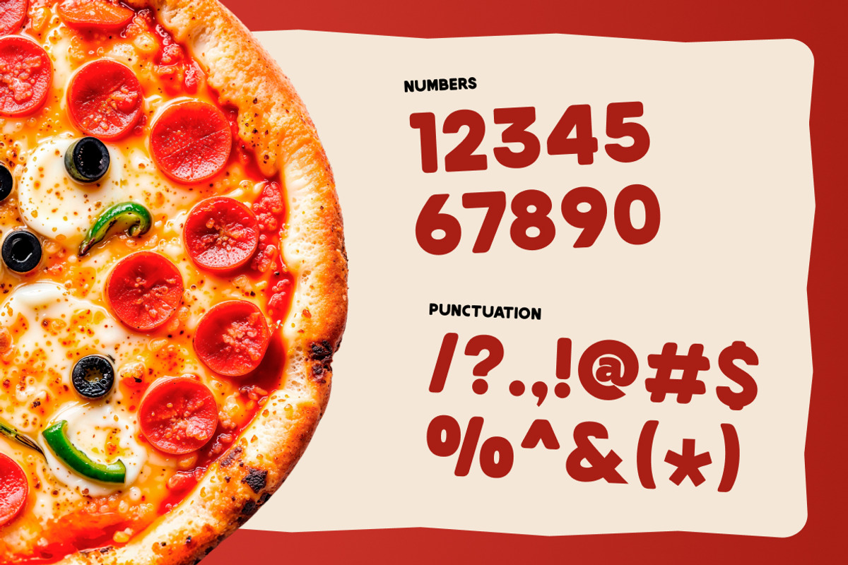 Pizzaro Food Bold Font, a Sans Serif Font by Rasio Studio (Photo 4 of 8)