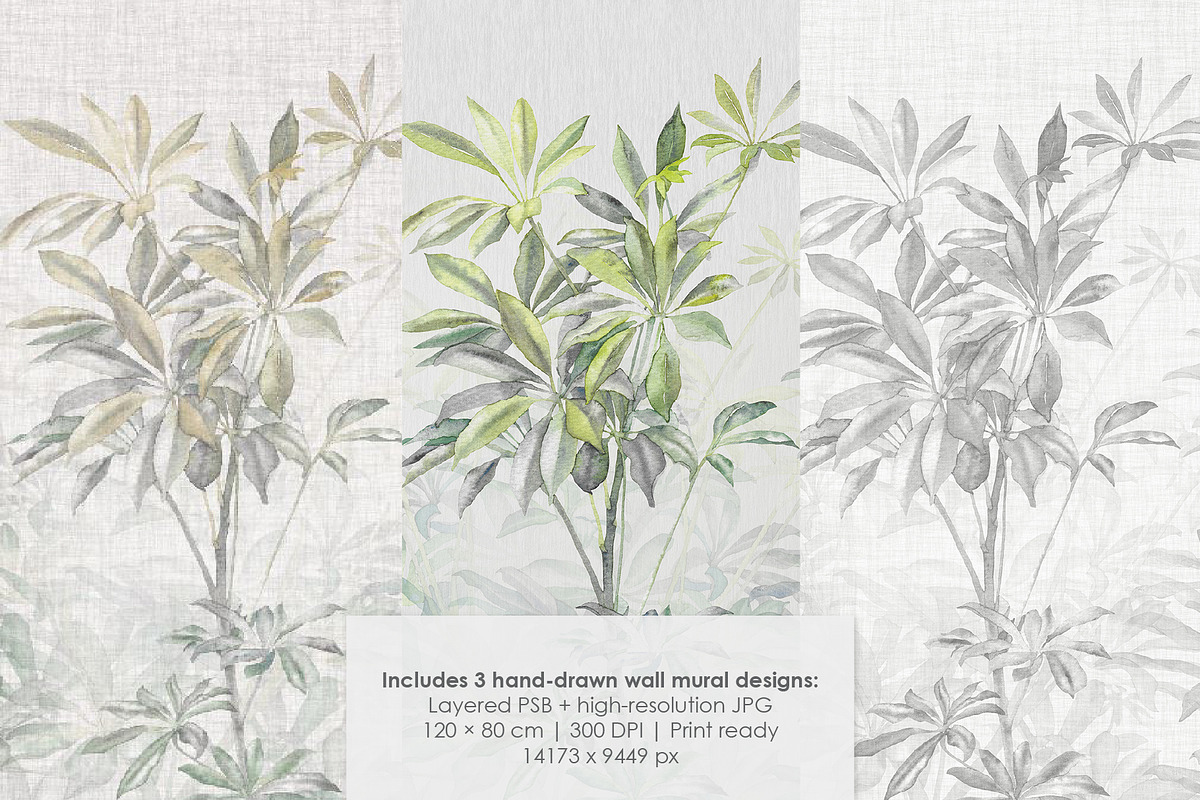 Garden Retreat botanical wall mural, a Wallpaper Graphic by Timofi Art (Photo 2 of 15)