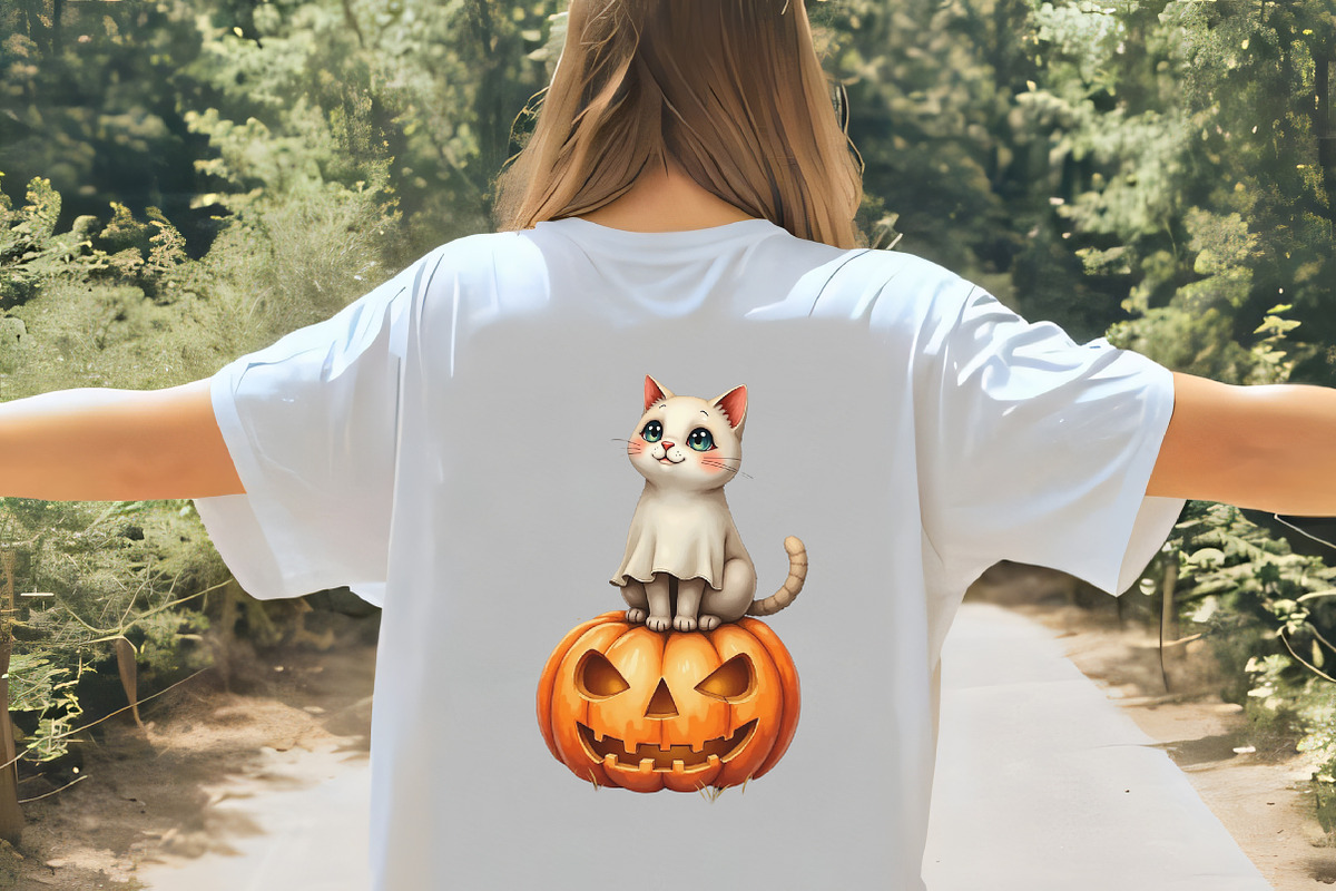 Halloween Cats Ghost Clipart, an Illustration by CrexoraLab (Photo 5 of 5)