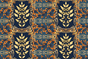 Art Nouveau Autumn Leaves Pattern