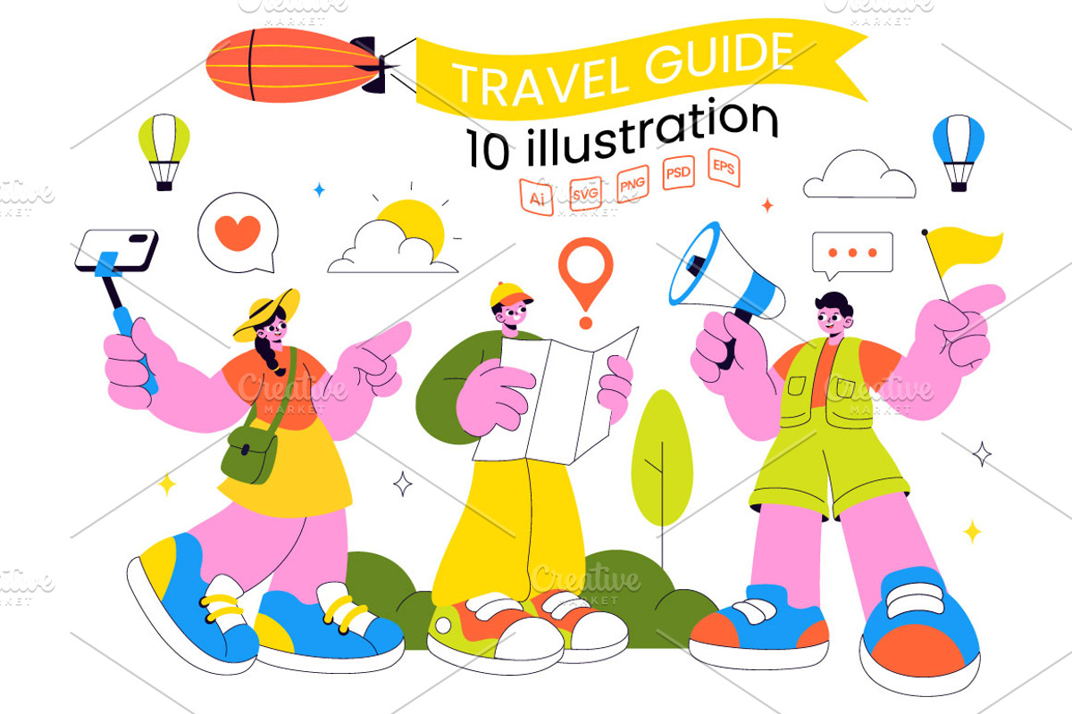 10 Travel Tour Guide Illustration, a Person Illustration by denayunebgt (Photo 1 of 4)