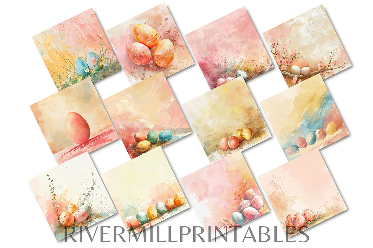 Easter Watercolor Backgrounds, a Background Graphic by Rivermill Printables (Photo 2 of 2)