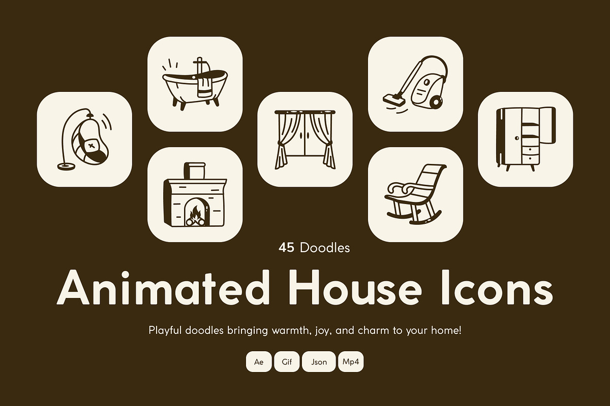Animated House Doodle Icon Set, an Outline Icon by Vectors Market (Photo 1 of 5)
