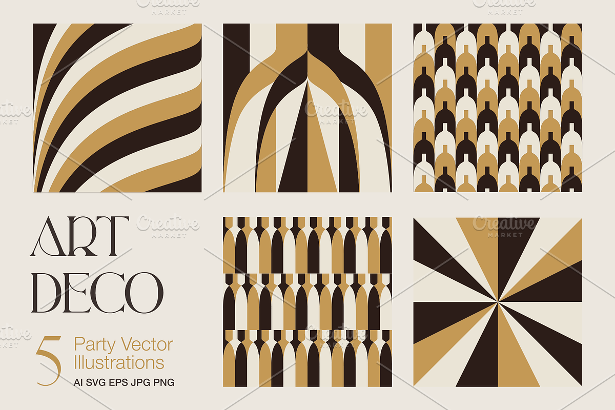Art Deco Party Vector Illustrations, an Illustration by Aidana Aidar (Photo 2 of 9)