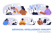 AI technology, robot assistants set, a Technology Illustration by Good Studio (Thumbnail 1 of 6)