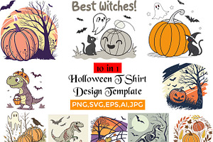 10 in 1 Halloween T Shirt Design Tem, an Object Graphic by Studio Retouch