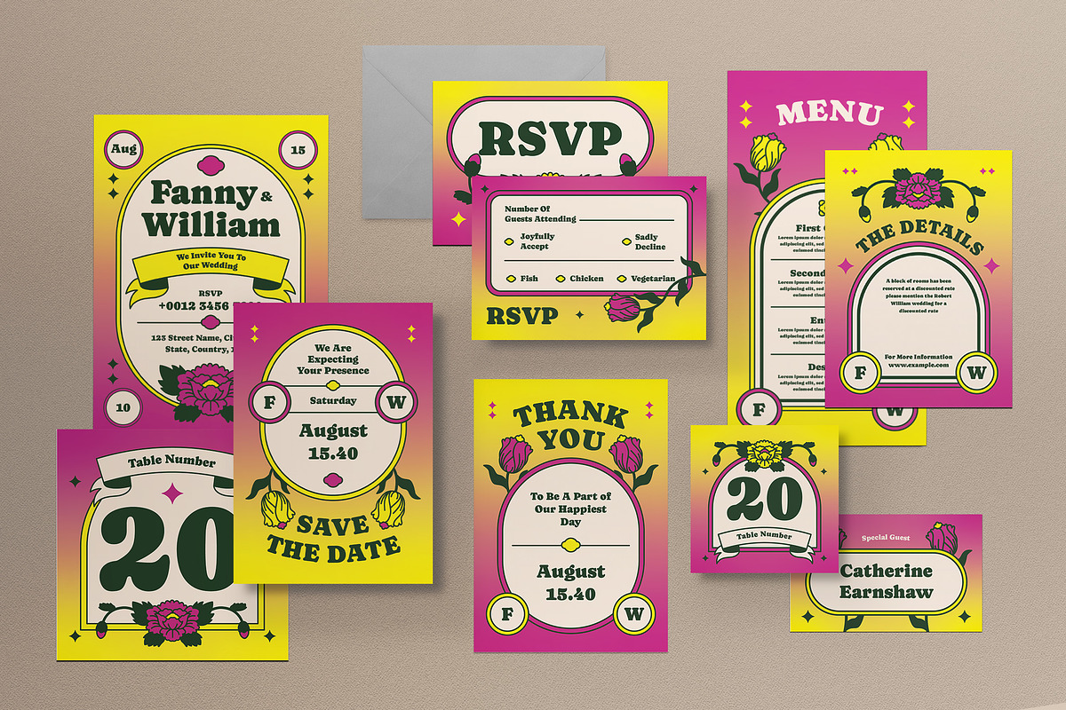 Vintage Wedding Invitation Set, an Invitation Template by graphicook (Photo 1 of 3)