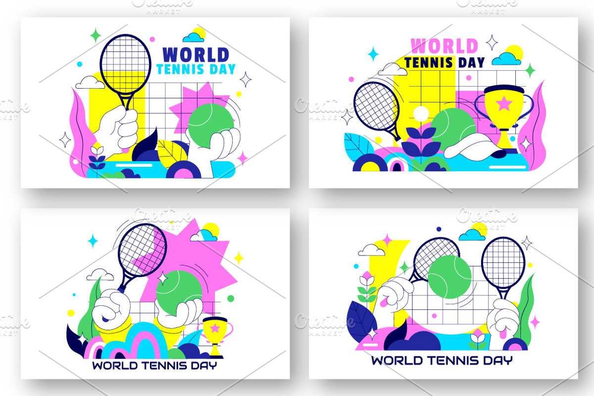 10 World Tennis Day Illustration, a Sport Illustration by denayunebgt (Photo 3 of 4)