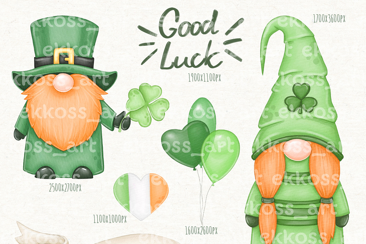 St Patricks Day Gnome Irish Clipart, an Illustration by ekossa_art (Photo 4 of 6)