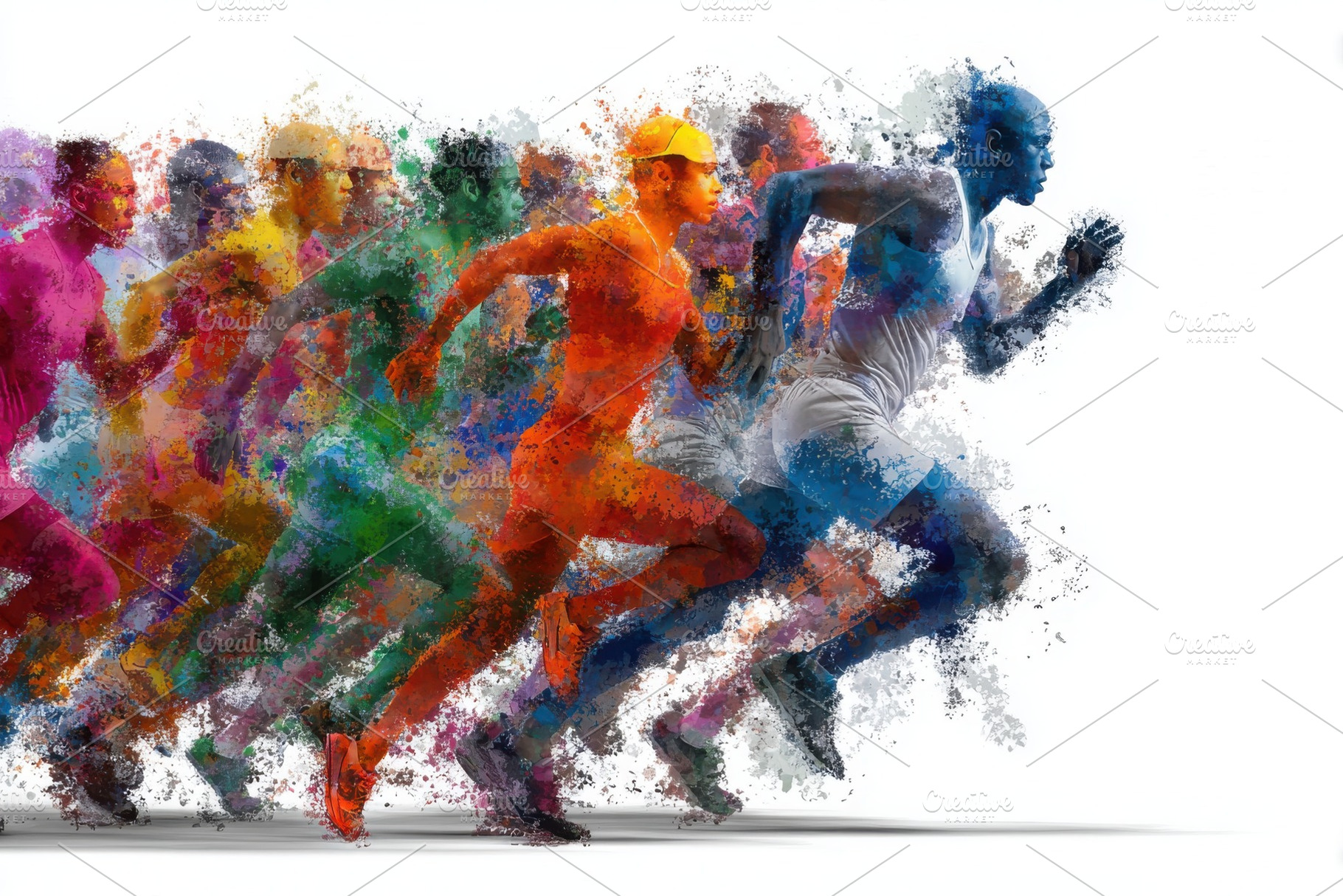 Colorful Runners in Motion Abstract, a Photo by Pixeness Studio