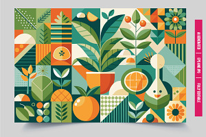 Geometric plants and sunflower, an Illustration by Tanuart