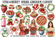 Strawberry Spring Gingham Clipart, an Illustration by OK Design (Thumbnail 1 of 6)