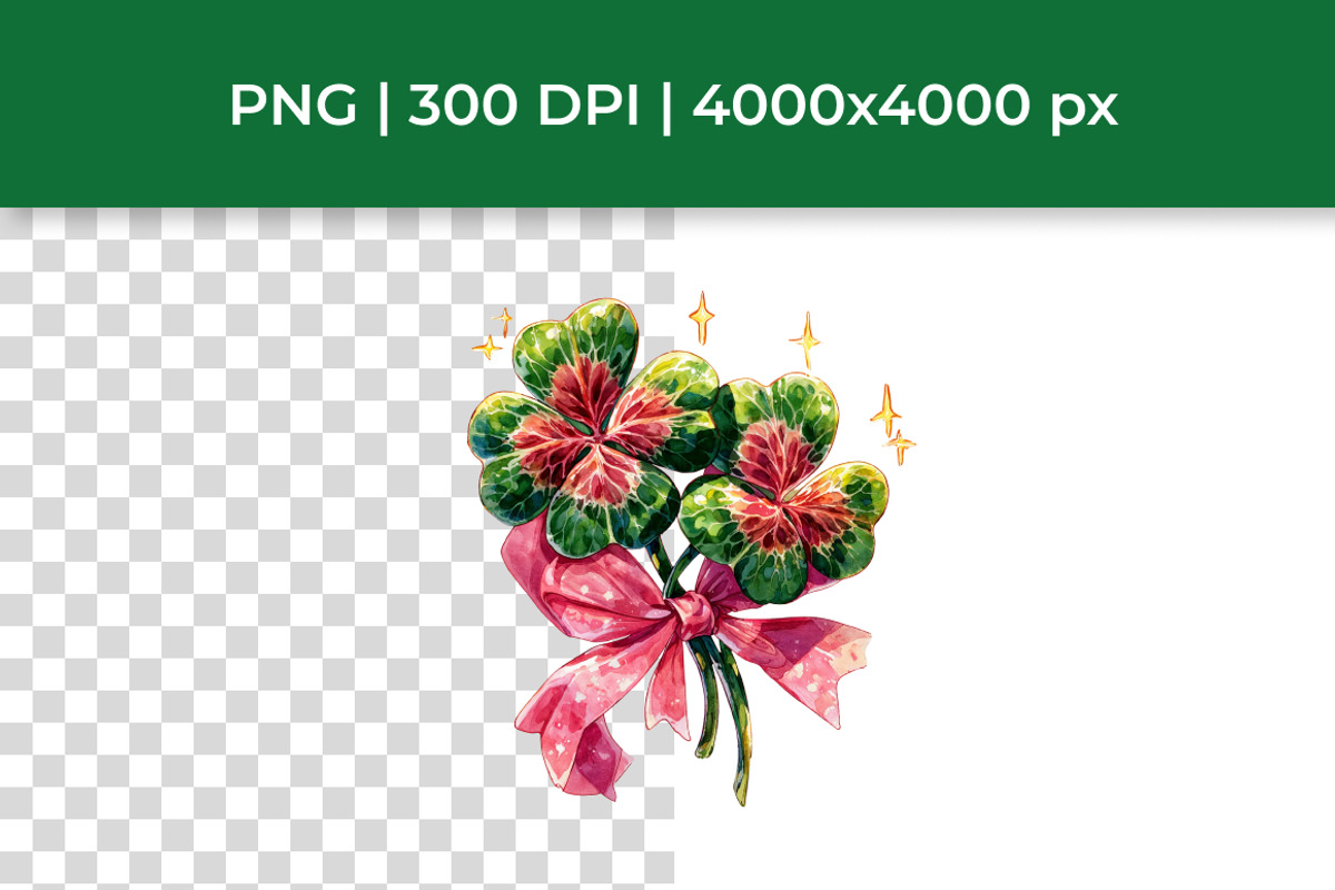 Lucky Clover Clipart Set, a Seasonal Illustration by InkyQueenArt (Photo 2 of 6)