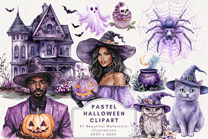 Pastel Halloween Clipart, an Illustration by NadiaTheronArt