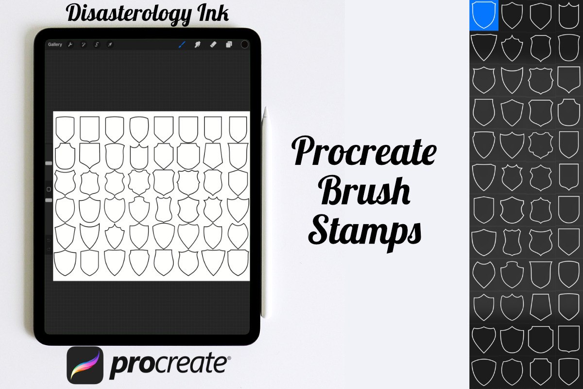 Shields Set 2 Procreate Brush Stamps, a Brush Add-On by Disasterology Ink (Photo 3 of 10)