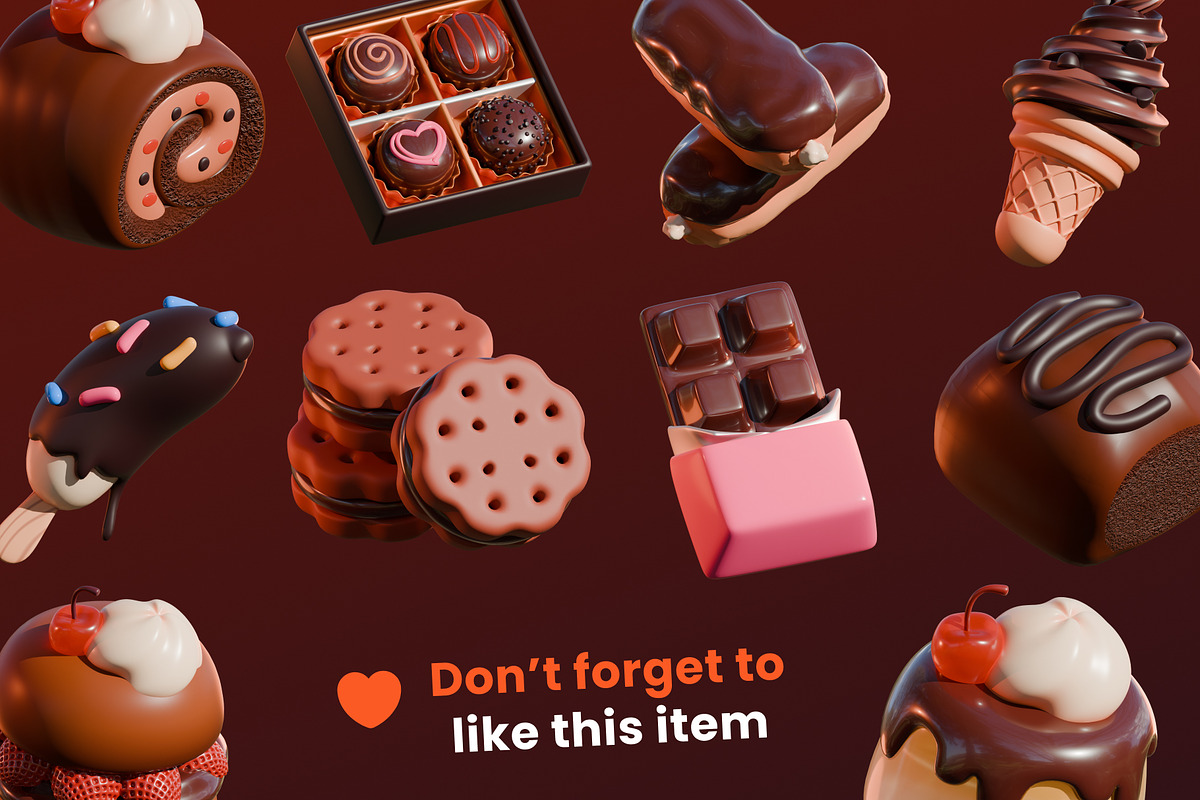 Happy World Chocolate Day, a Food & Drink 3D Model by orenjidesign (Photo 7 of 8)