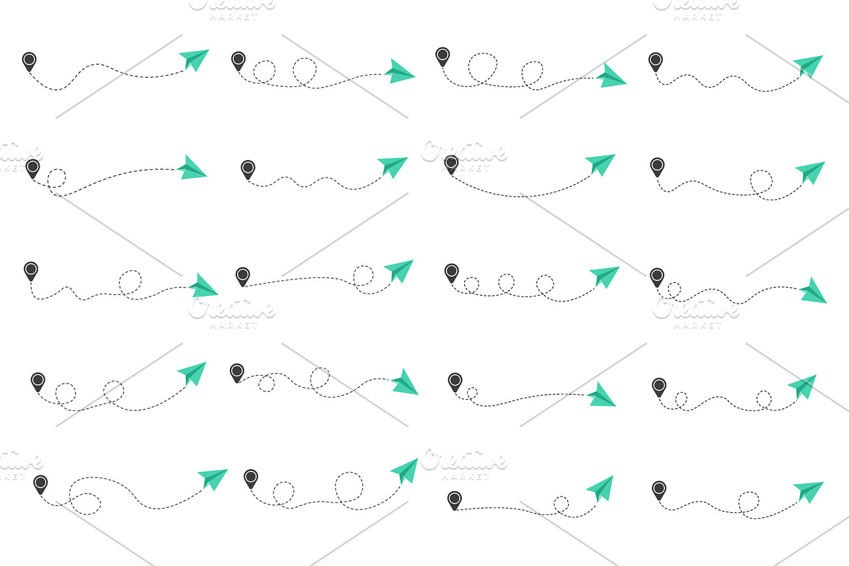 Dashed Line Paper Airplane Route, a Templates & Theme by elchinarts