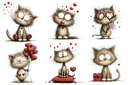 Whimsical Cats Valentine's Day Clipa, an Illustration by Pixels.Craft (Thumbnail 3 of 5)