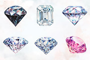 Diamond Watercolor Cliparts, a Decorative Illustration by RobertsArt (Thumbnail 5 of 7)