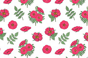 Dog-roses set and seamless pattern, a Decorative Illustration by Good Studio (Thumbnail 6 of 9)