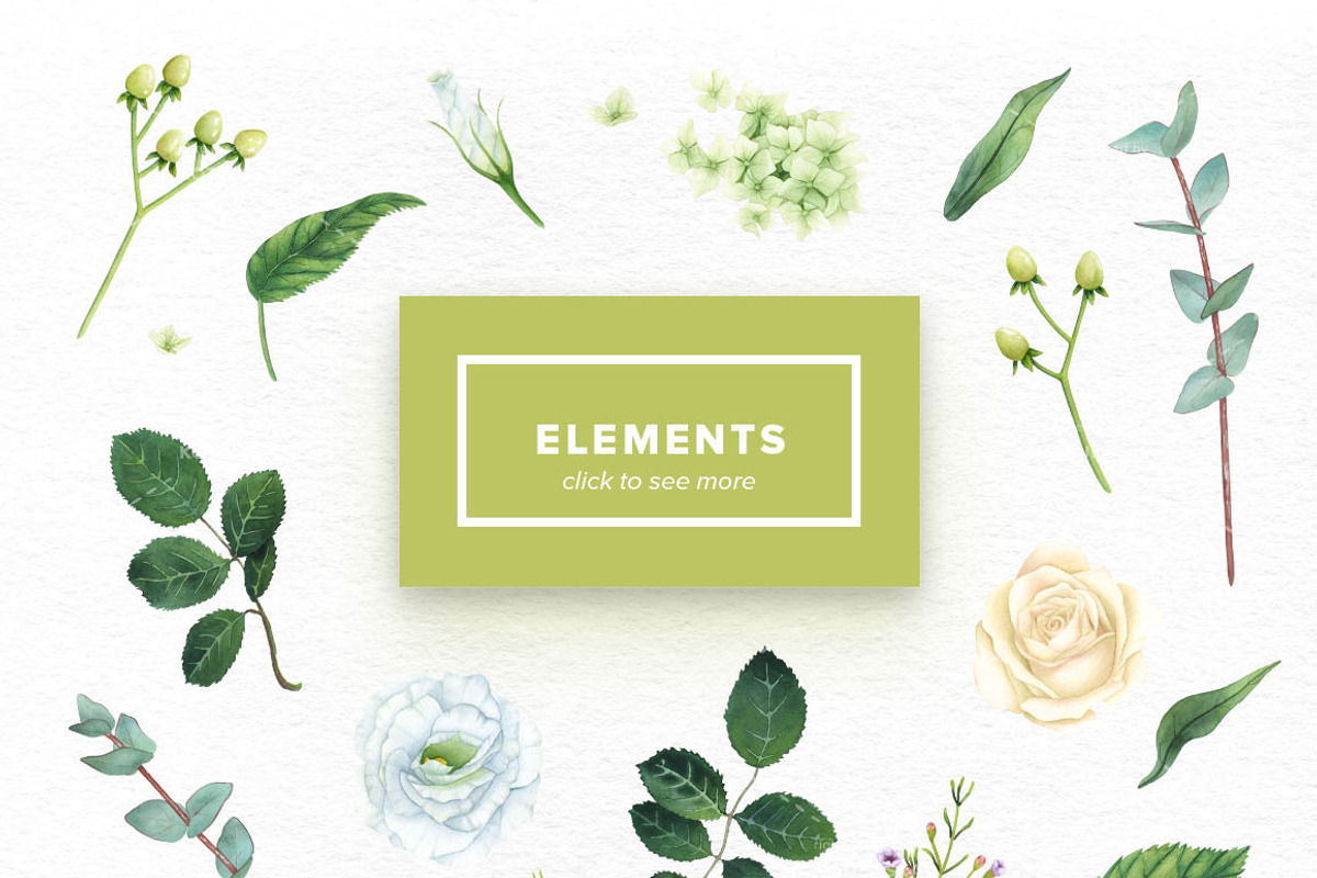 Watercolor Green Hydrangea Set, an Object Graphic by Kotulska (Photo 2 of 4)