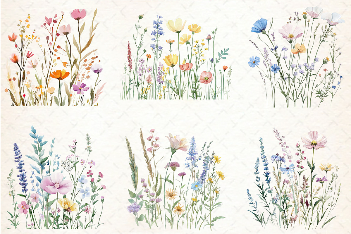 Wildflower Meadow Watercolor Clipart, an Illustration by Libby Wishes (Photo 6 of 6)