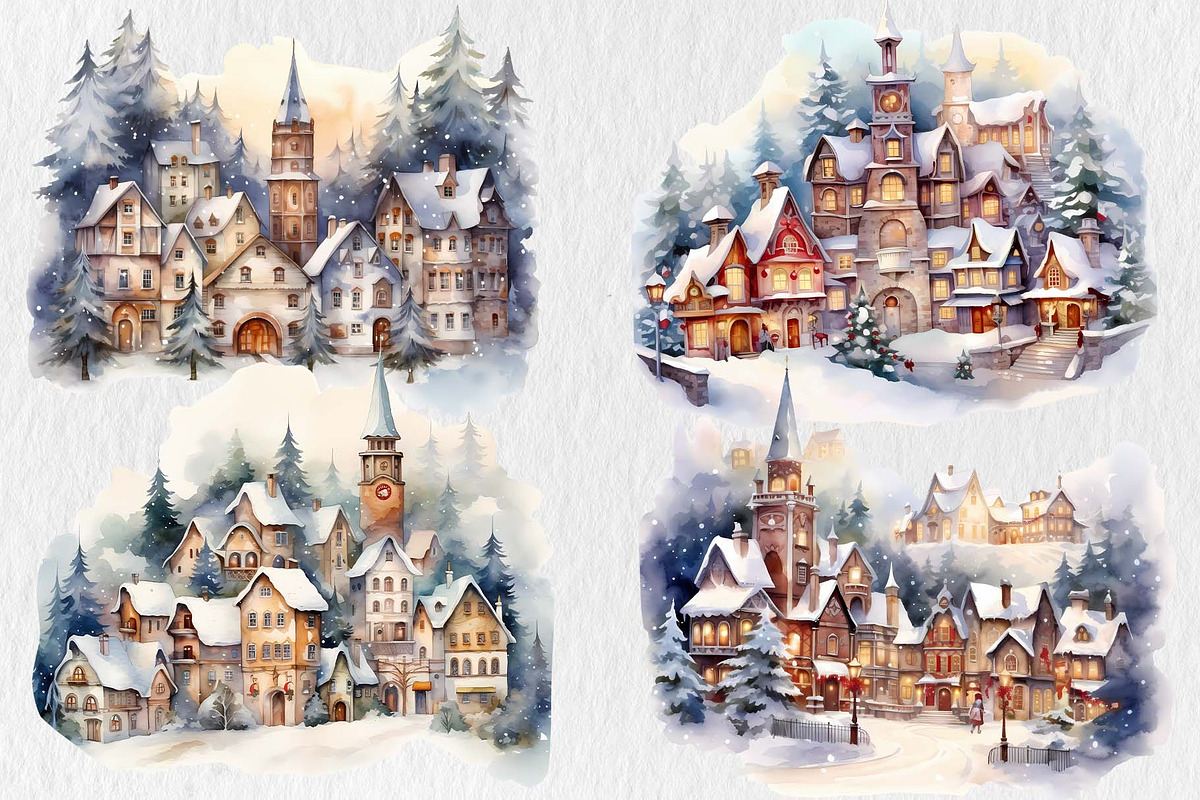 Christmas Village Clipart Design, an Illustration by Moon Studio (Photo 2 of 11)