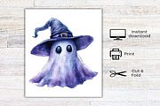 Watercolor Funny Autumn Ghost PNG, a Seasonal Illustration by Canvas Craft (Thumbnail 8 of 8)