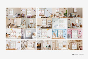 Portrait Frame In Baby Room Mock-up