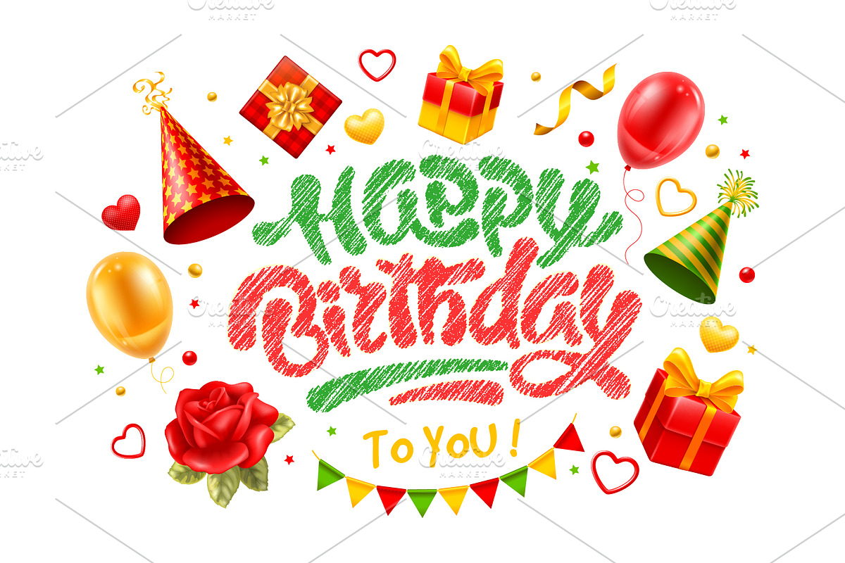 Happy Birthday Celebration Card, a Decorative Illustration by Vector beauty (Photo 2 of 3)