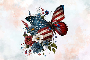 4th Of July Floral Butterfly