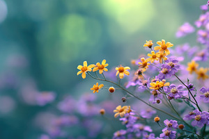 Purple and Yellow Wildflowers with Soft Bokeh Spring Background, a Nature Photo by José Manuel Gelpi