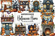 Watercolor Halloween Home Clipart, an Illustration by DreamArtGraphic (Thumbnail 1 of 4)