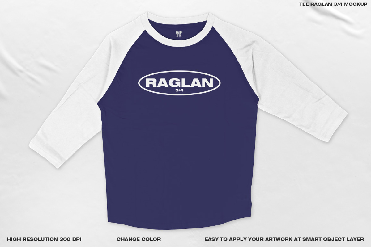 TEE RAGLAN 3/4 MOCKUP, a Shirt Mockup by DaldSgh (Photo 5 of 10)