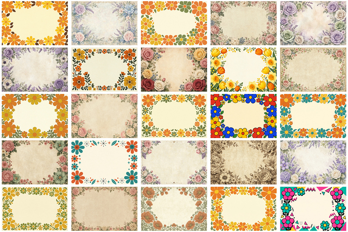 Vintage Flower Border Background, a Background Graphic by Forhadx5 (Photo 6 of 8)