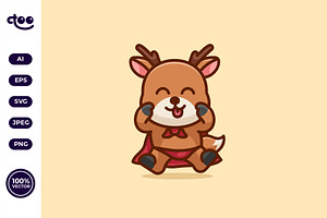 Simple Silly Superhero Deer cartoon, an Animal Illustration by Satisfactoons