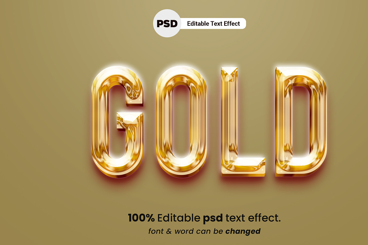 Gold Liquid 3D Text Effect Bundle, a Brushes & More by Zamans (Photo 5 of 10)